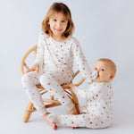 Confetti print bamboo baby zippy romper with two-way zip