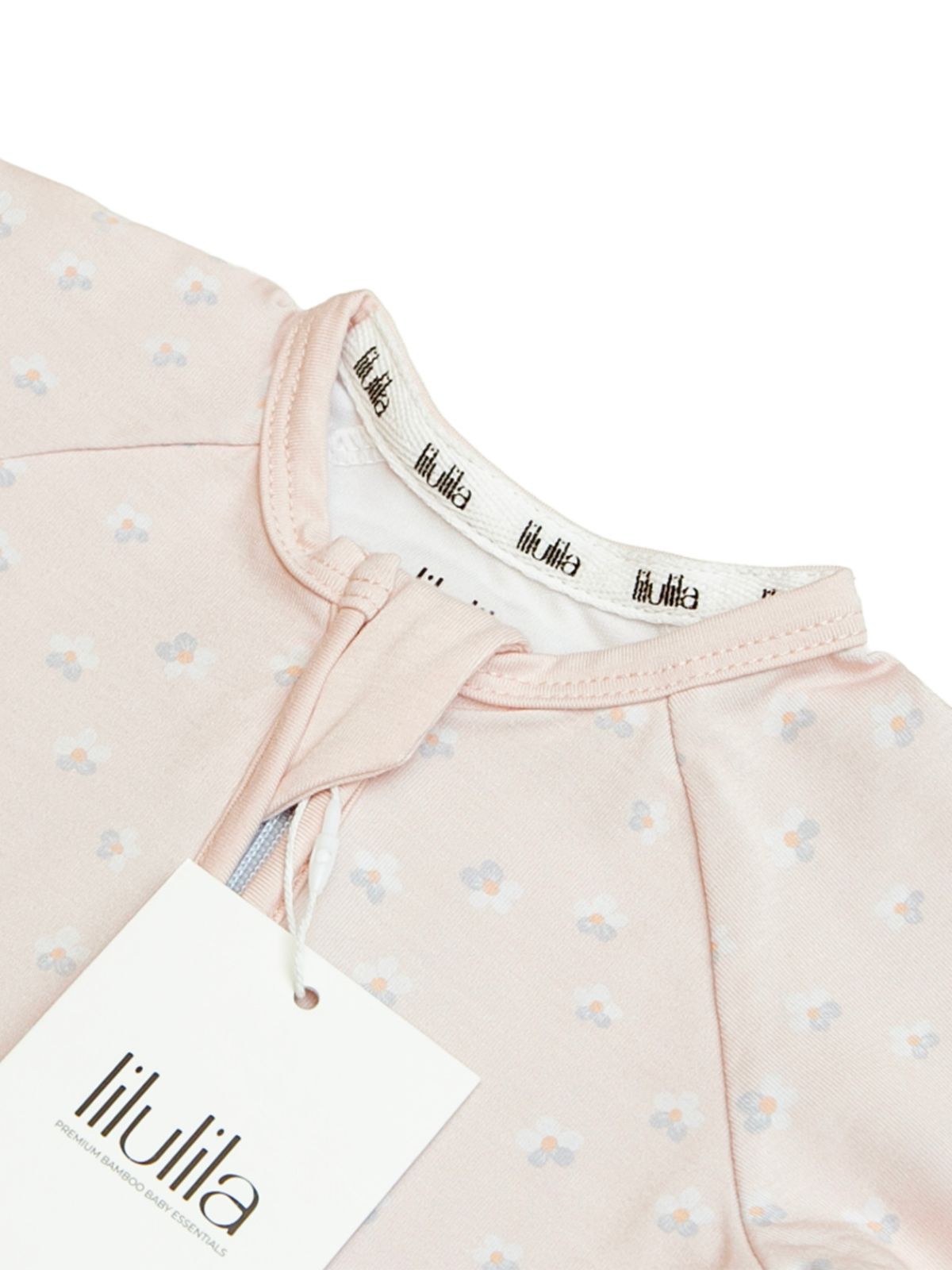Coral floral print bamboo baby zippy romper with two-way zip