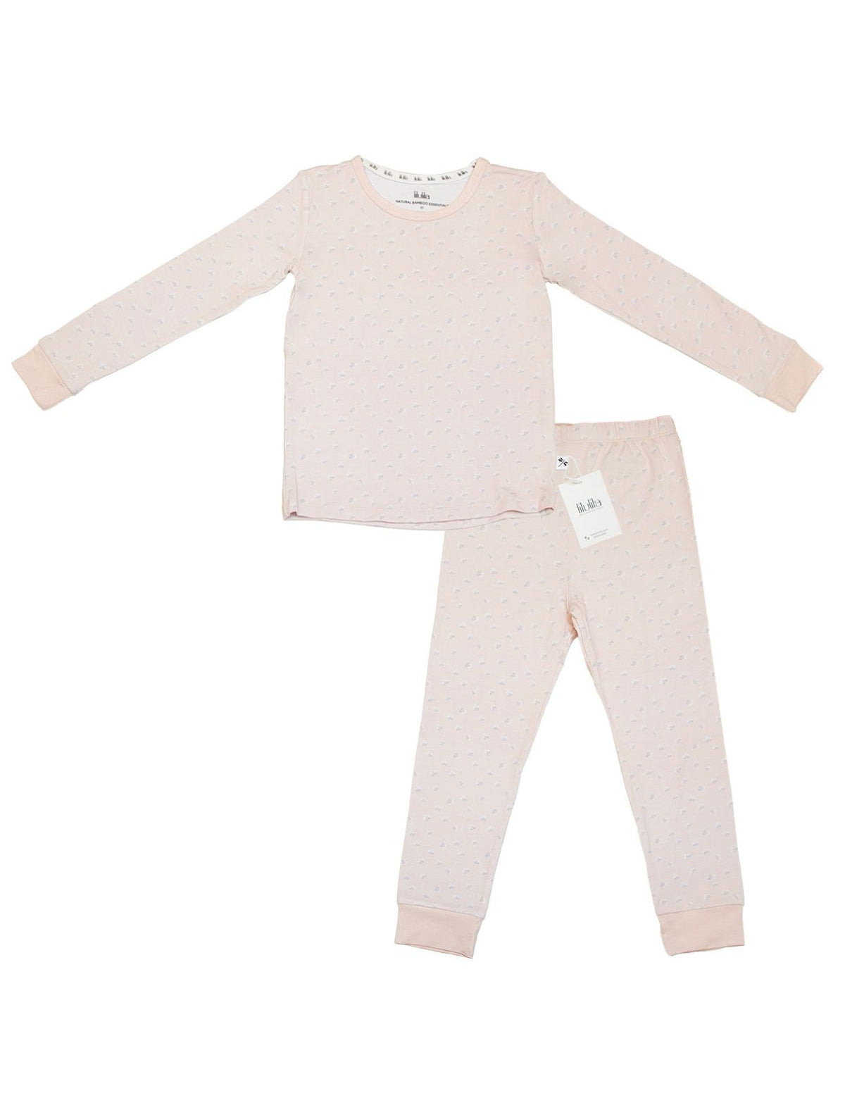 Coral floral print bamboo baby pajama top and bottoms set