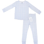 Blue vichy gingham bamboo baby pajama top and bottoms set