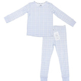 Blue vichy gingham bamboo baby pajama top and bottoms set