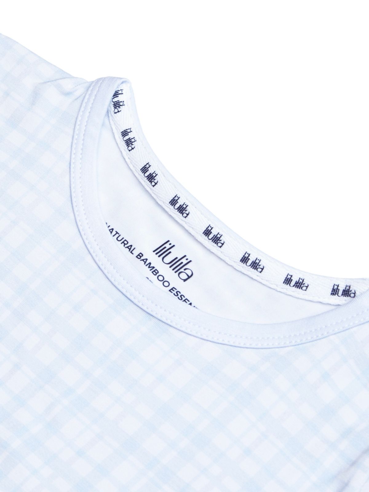 Blue vichy gingham bamboo baby two-piece pajama set