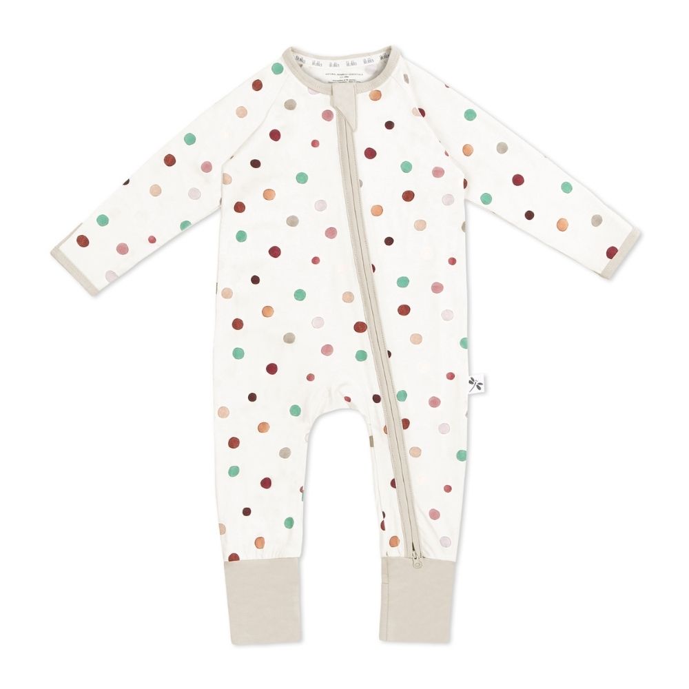 Confetti print bamboo baby sleepsuit with two-way zip