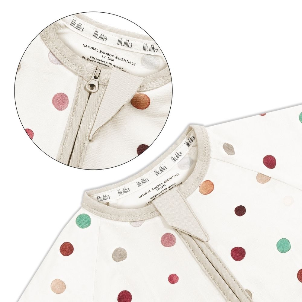 Confetti print bamboo baby zippy romper with two-way zip