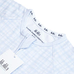 Blue vichy gingham bamboo baby sleepsuit with two-way zip