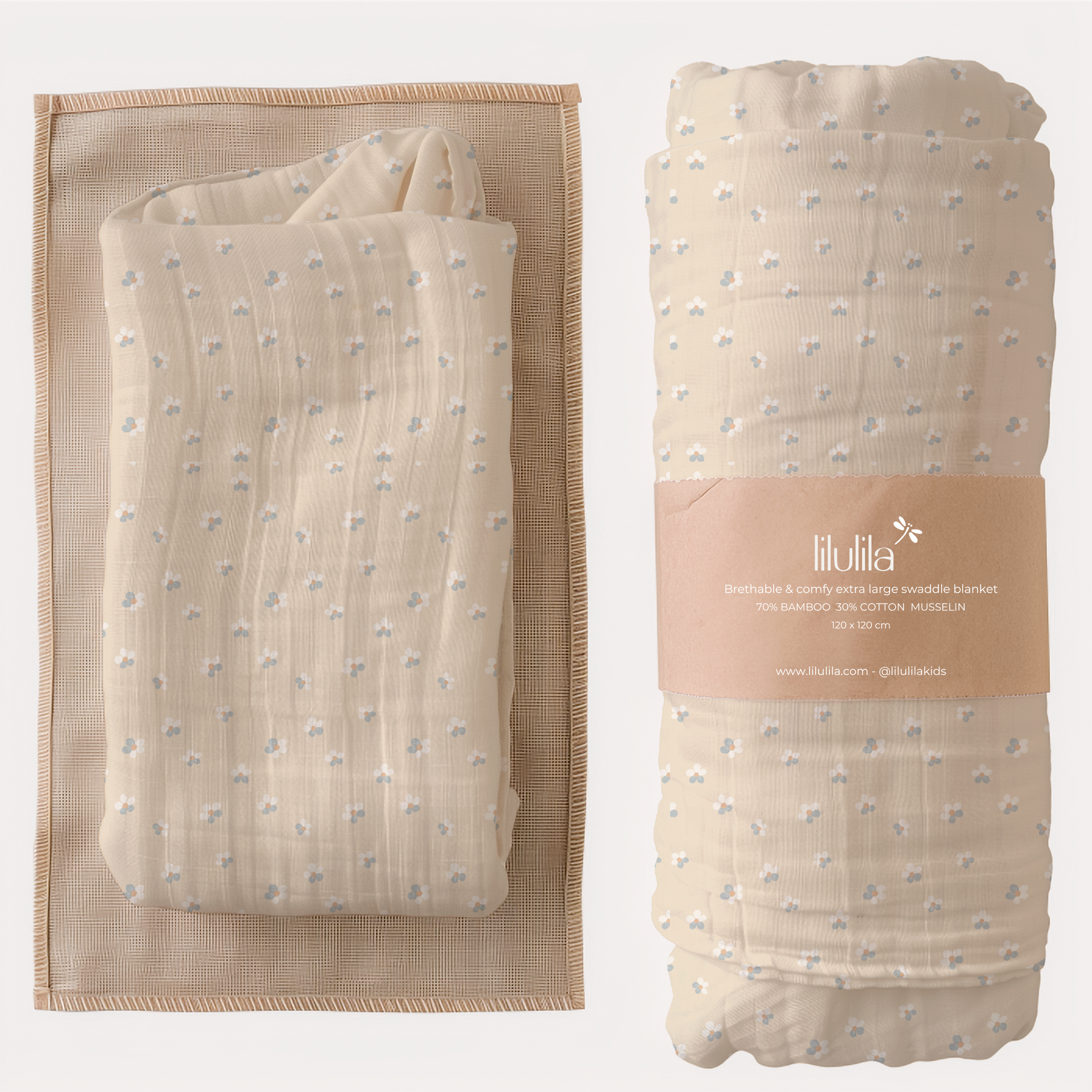 Coral floral print bamboo baby muslin cloth