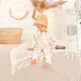 Giraffe print bamboo baby zippy romper with two-way zip