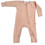 Coral ribbed bamboo baby sleepsuit with two-way zip