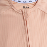 Coral ribbed bamboo baby sleepsuit with two-way zip
