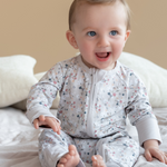 Floral bouquet print bamboo baby zippy romper with two-way zip