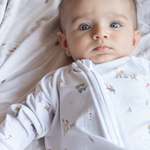Winter village print bamboo baby zippy romper with two-way zip