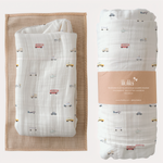 Little Ride print bamboo baby muslin cloth