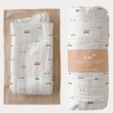 Little Ride print bamboo baby muslin cloth