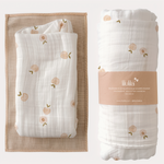 Peach print bamboo baby muslin swaddle