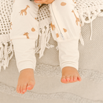 Giraffe print bamboo baby zippy romper with two-way zip